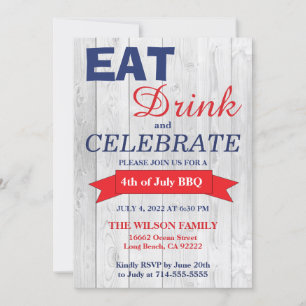 BBQ d'été Red White and Blue Invitation