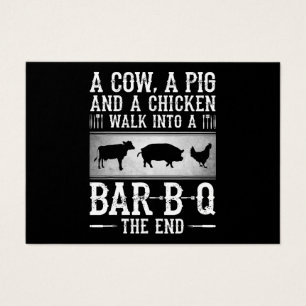 BBQ Eine Kuh, ein Schwein und ein Huhn laufen in