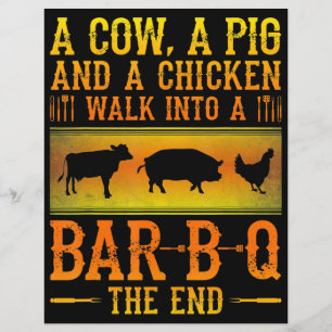BBQ   Eine Kuh, ein Schwein und ein Huhn laufen in Flyer