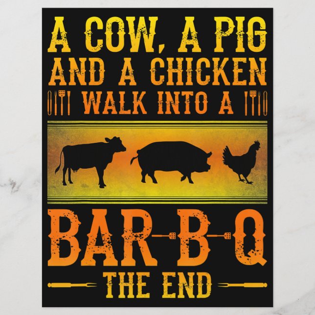BBQ | Eine Kuh, ein Schwein und ein Huhn laufen in Flyer (Vorne)