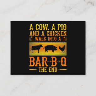 BBQ   Eine Kuh, ein Schwein und ein Huhn laufen in Visitenkarte