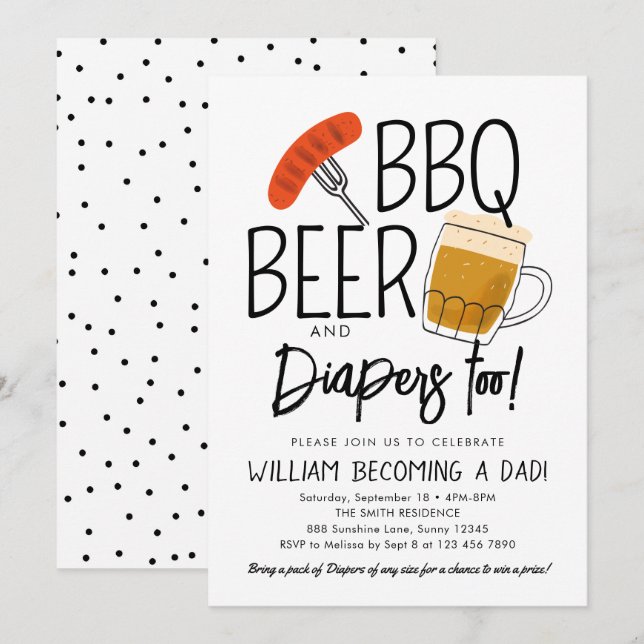 BBQ et invitation au Baby shower de la bière Aquar (Devant / Derrière)