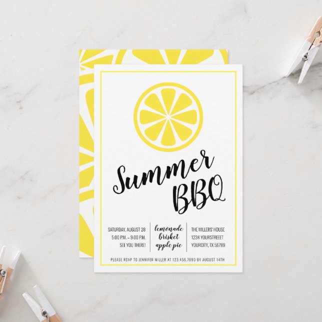 BBQ Été Lemon Extérieur Barbecue Fête Invitation (Devant/Arrière en situation)