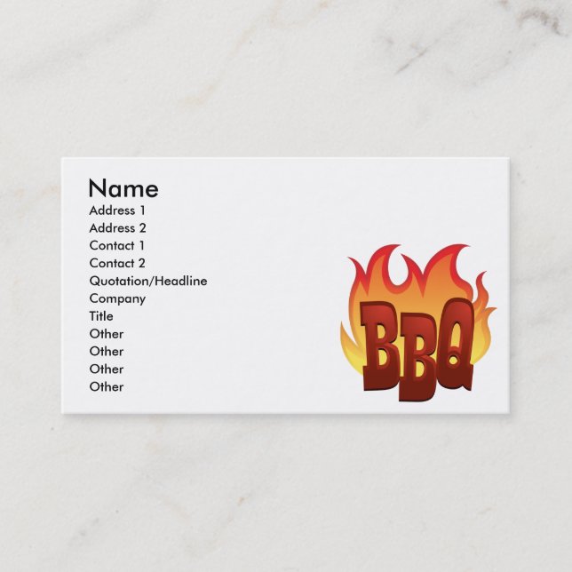 BBQ-Flammtextdesign Visitenkarte (Vorderseite)