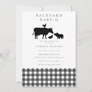 BBQ   Gingham Black   Rustikale Babydusche Einladung