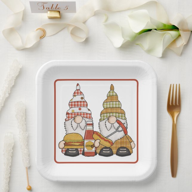 BBQ-Gnome  Pappteller (Hochzeit)