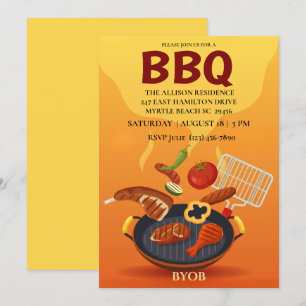 BBQ-Grill  Gartenparty  Sommer  Feier Einladung