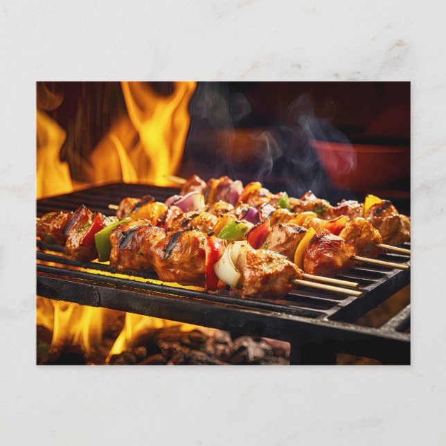 BBQ Grilled Schaschlik Skewers Postkarte (Vorderseite)