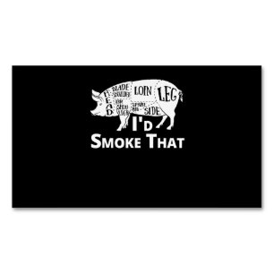BBQ   GRILLEN Grill Schweinefleisch, ich rauche, d Magnetische Visitenkarte