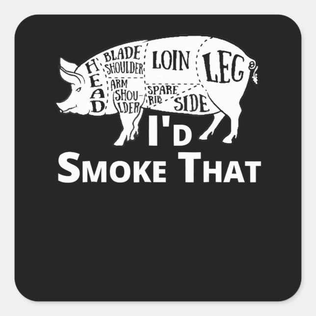 BBQ | GRILLEN Grill Schweinefleisch, ich rauche, d Quadratischer Aufkleber (Vorderseite)