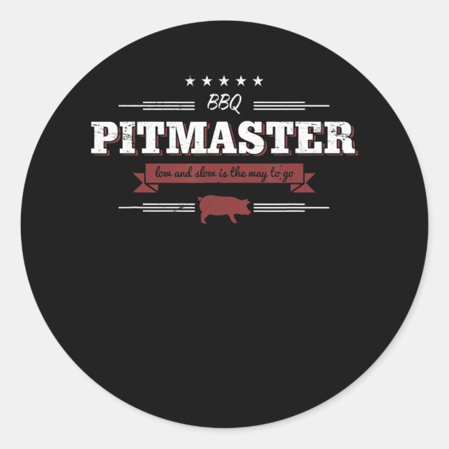 BBQ | GRILLEN Pitmaster niedrig und langsam ist de Runder Aufkleber (Vorderseite)
