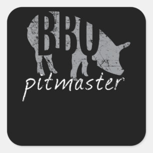 BBQ   GRILLEN Pitmaster Pig Grill Fans Day Quadratischer Aufkleber