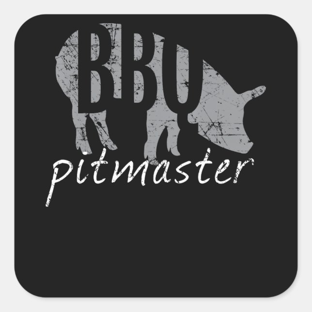 BBQ | GRILLEN Pitmaster Pig Grill Fans Day Quadratischer Aufkleber (Vorderseite)