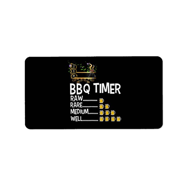 BBQ | GRILLEN Timer Barbecue Funny Grill Grillgesc Adressaufkleber (Vorne)