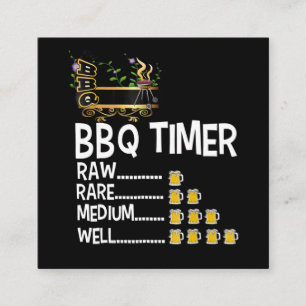BBQ   GRILLEN Timer Barbecue Funny Grill Grillgesc Quadratische Visitenkarte