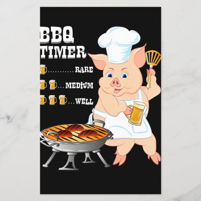 BBQ | GRILLEN Timer Pig Grill Barbecue Beer Lover  Flyer (Vorne)