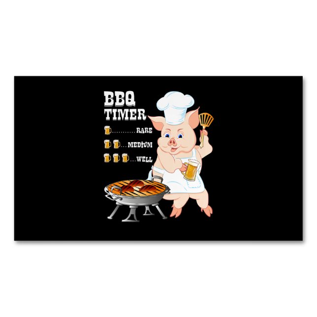 BBQ | GRILLEN Timer Pig Grill Barbecue Beer Lover  Magnetische Visitenkarte (Vorderseite)