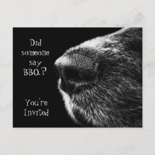 BBQ invitation chien nez noir et gris