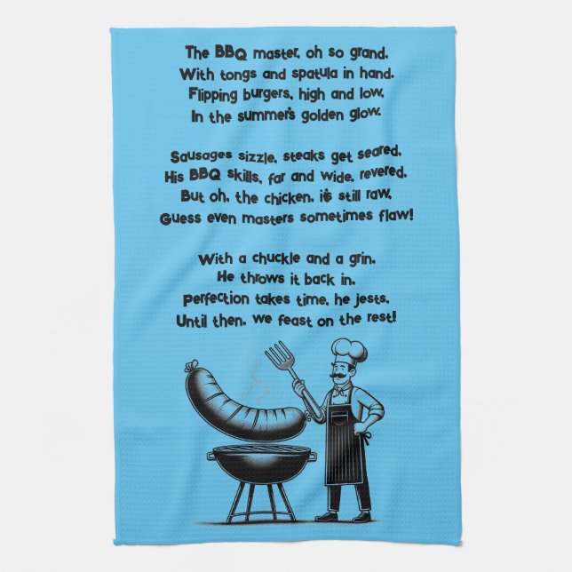 BBQ Master’s Humorous Poem  Geschirrtuch (Vertikal)