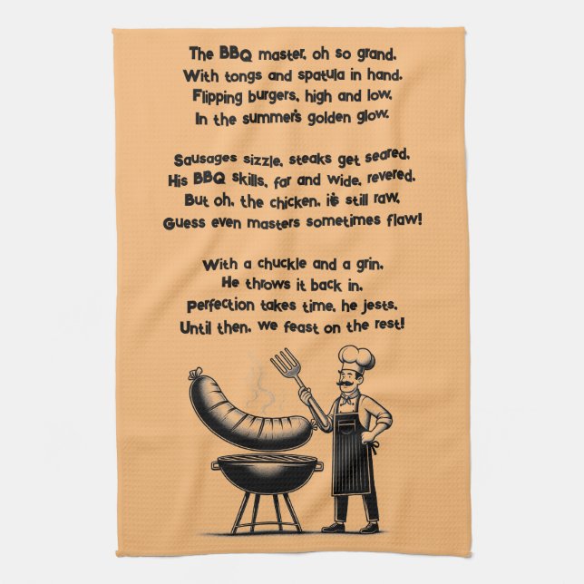BBQ Master’s Humorous Poem  Geschirrtuch (Vertikal)