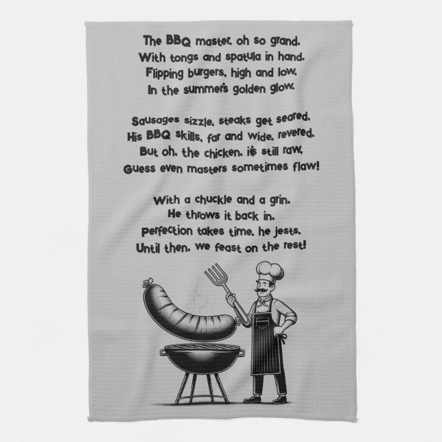 BBQ Master’s Humorous Poem  Geschirrtuch (Vertikal)
