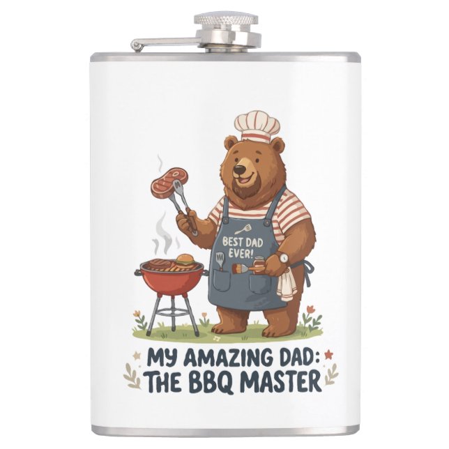 BBQ-Meister-Bär-Vater-Design Flachmann (Vorderseite)