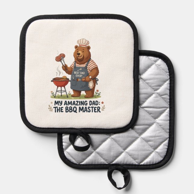 BBQ-Meister-Bär-Vater-Design Topflappen (Vorderseite/Rückseite)