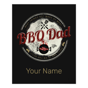 BBQ Papa Vintage-Grill oder Barbecue zum Vatertag Poster
