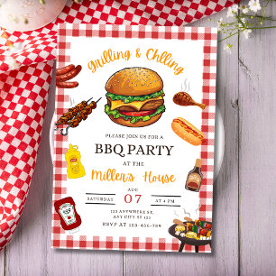 BBQ-Party-Einladung, Grillparty im Hinterhof und C Einladung
