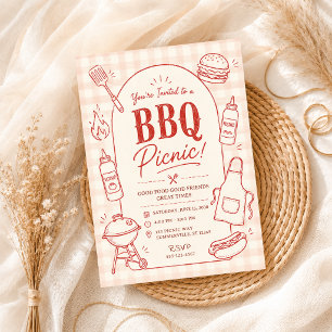 BBQ-Picknick-Retro-Gartenparty-Sommer Einladung
