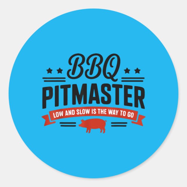 BBQ-Pitmaster Low-Slow-Smoker-Grill Runder Aufkleber (Vorderseite)