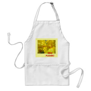 BBQ PLEASE apron for her Yellow Iris Flowers Schürze