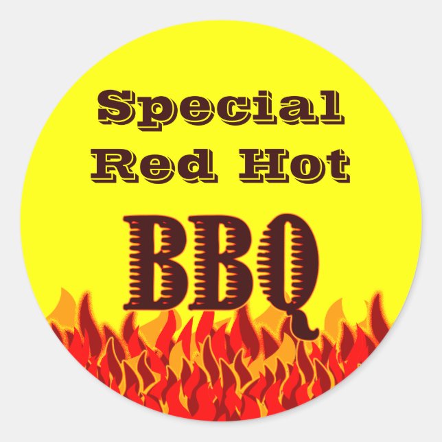 BBQ Red Flames Autocollant à canne personnalisé (Devant)