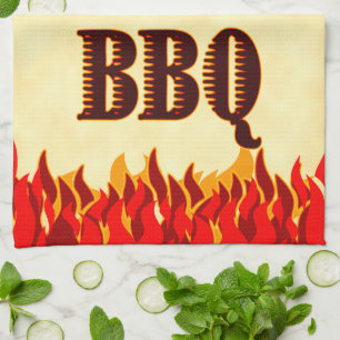 BBQ Red Flames Serviette de cuisine
