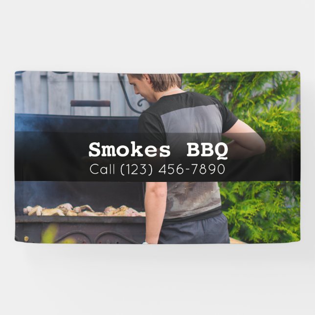 BBQ Restaurant Fumé Grillé Bannière d'affaires (Horizontal)