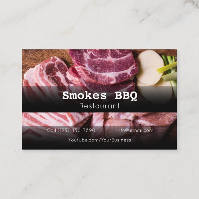 BBQ Restaurant Grill Smoke Company Carte de visite (Dos)