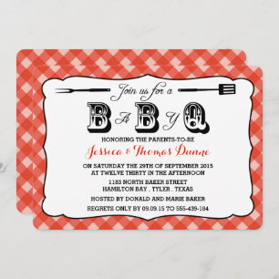 BBQ Rouge Simple Bébé Douche Invitations