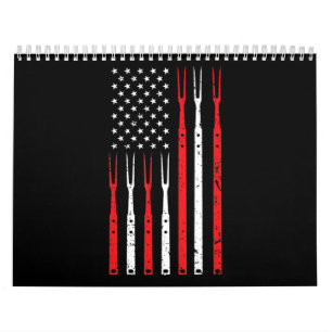 BBQ   Shirt for Men Vater Gift Patriotic USA Flag Kalender