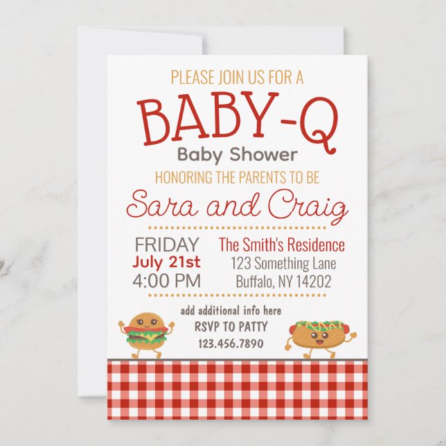BBQ thème Baby-Q Baby shower Editable Invitation (Devant)