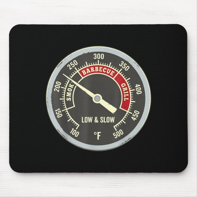 BBQ-Thermometer Rauchiges Barbecue-Grill Low Slow Mousepad (Vorne)