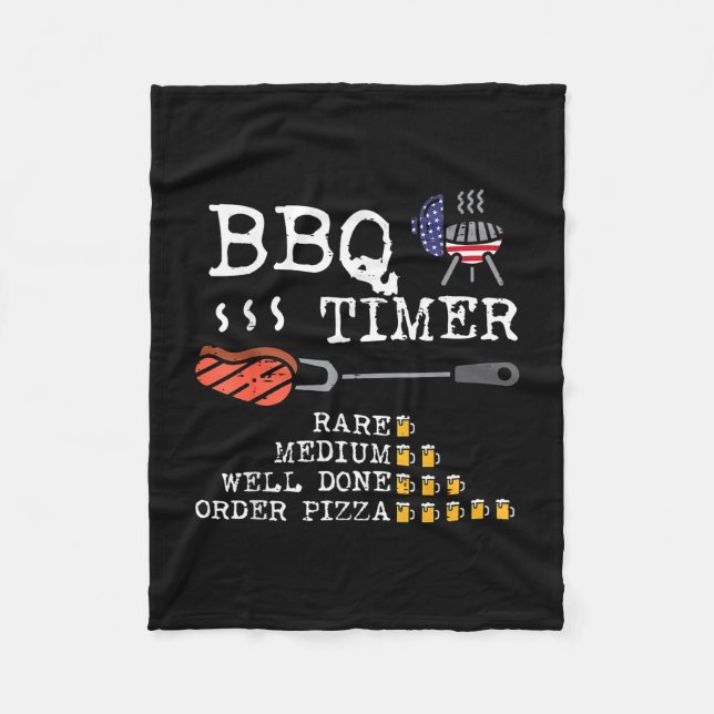 BBQ-Timer-Flag lustiger Barbecue-Grill 4. Juli Pap Fleecedecke (Vorderseite)