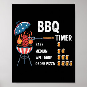 Bbq-Timer Meat Smoking Joke Tee Grill Bierliebhabe Poster