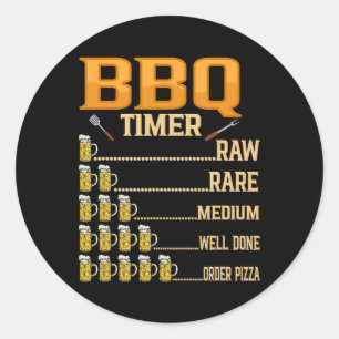 BBQ-Timer Roh Selten Mittel Fertig Grillliebhaber Runder Aufkleber