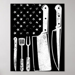 Bbq-USA-Flagge patriotischer Fourth-of-July-Hauptk Poster