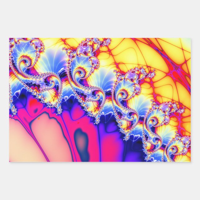 BBQSHOES™ Psychedelisches Fraktal Geschenkpapier Set (Vorderseite)