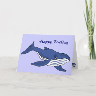 BC- Blue Whale Birthday Card Karte