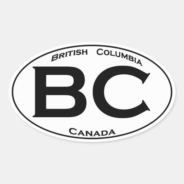 BC (British Columbia) Oval Logo Ovaler Aufkleber (Vorderseite)