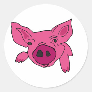 BC - Funny Pig Cartoon Runder Aufkleber