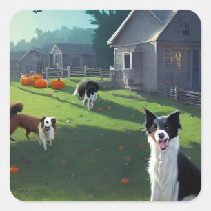 bc halloween Cartoon Quadratischer Aufkleber