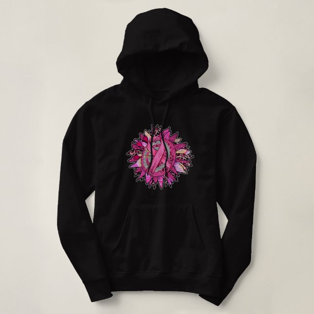 BC Leopard Pink Out Darts Tackle Brustkrebs Awa Hoodie (Design vorne)